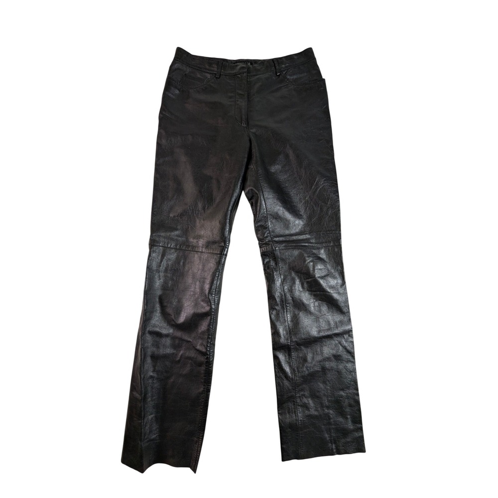 Kenneth Cole New‎ York Leather Pants 8 Black Genuine